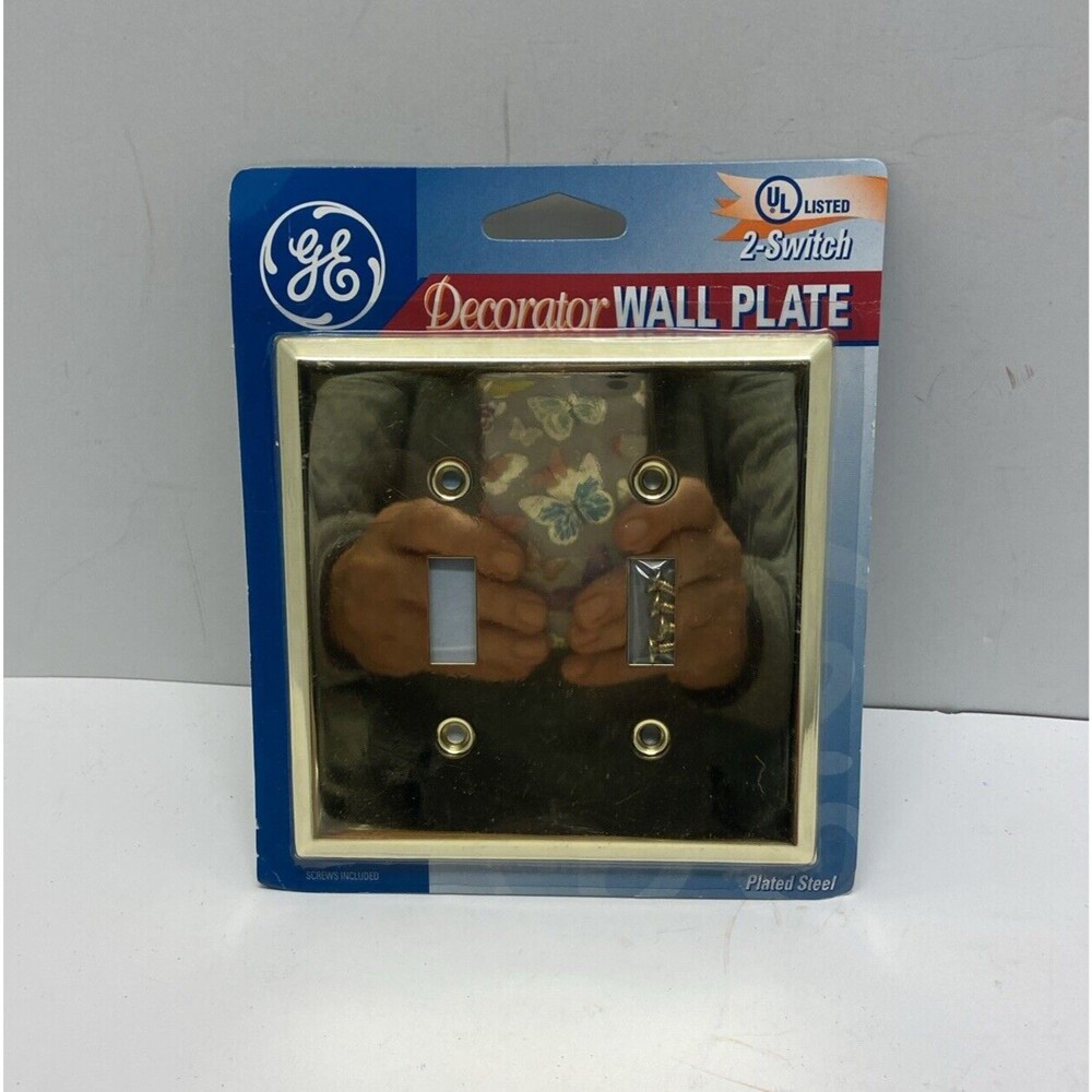 GE Decorator 2-switch wall plate Brass Plated Steel screws included UL Listed